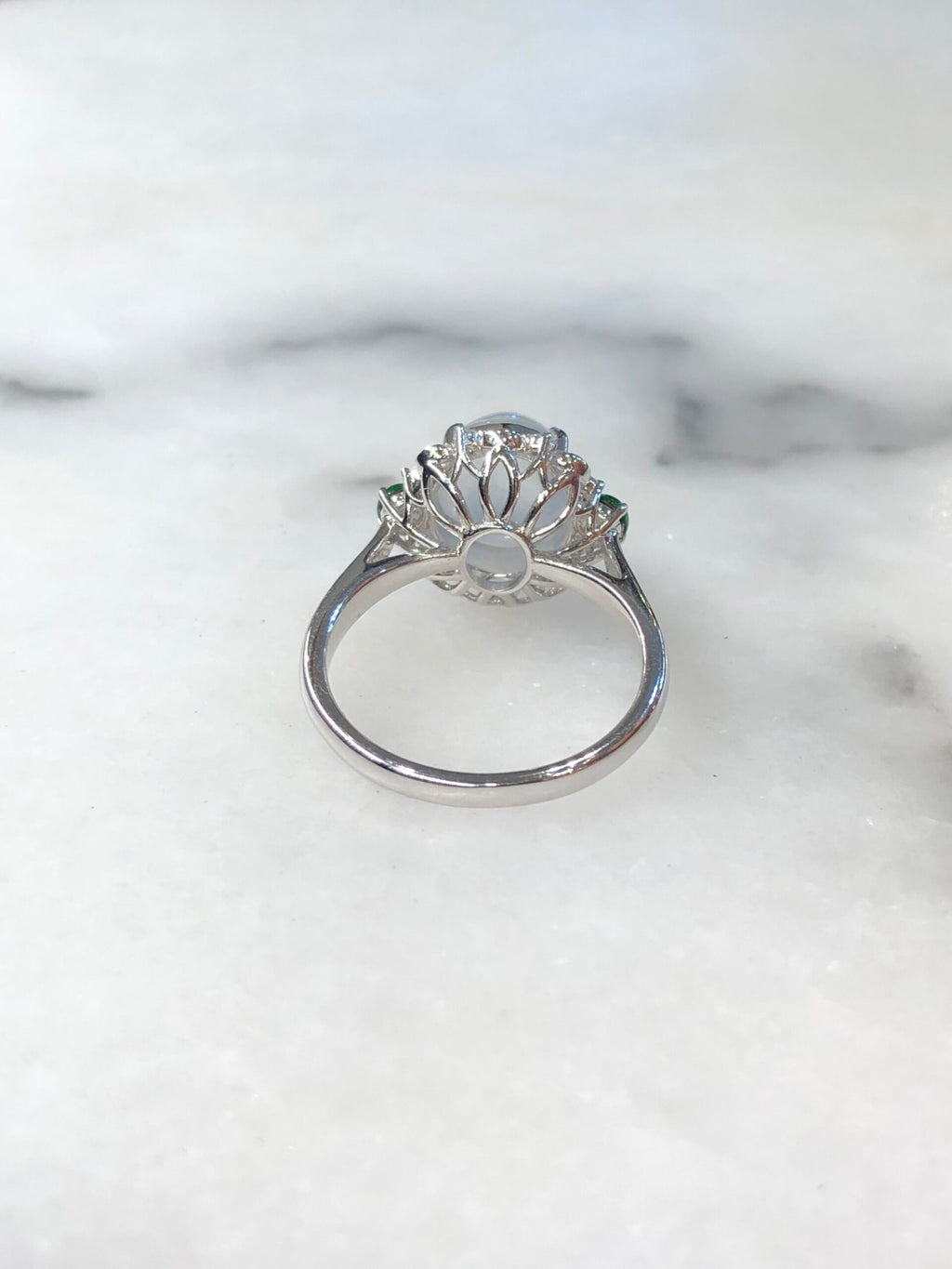 Icy Jade Cabochon Ring (Glassy Variety)