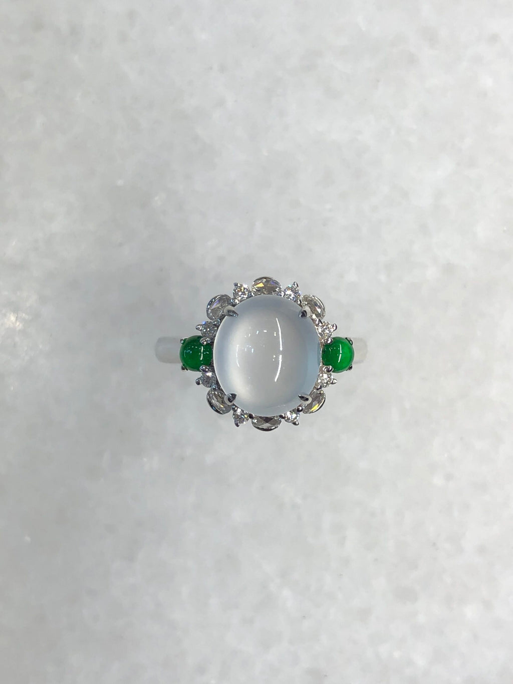 Icy Jade Cabochon Ring (Glassy Variety)