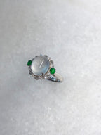 Icy Jade Cabochon Ring (Glassy Variety)