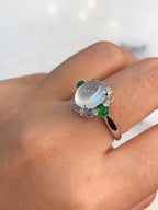 Icy Jade Cabochon Ring (Glassy Variety)