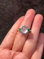 Icy Jade Cabochon Ring (Glassy Variety)