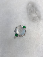 Icy Jade Cabochon Ring (Glassy Variety)