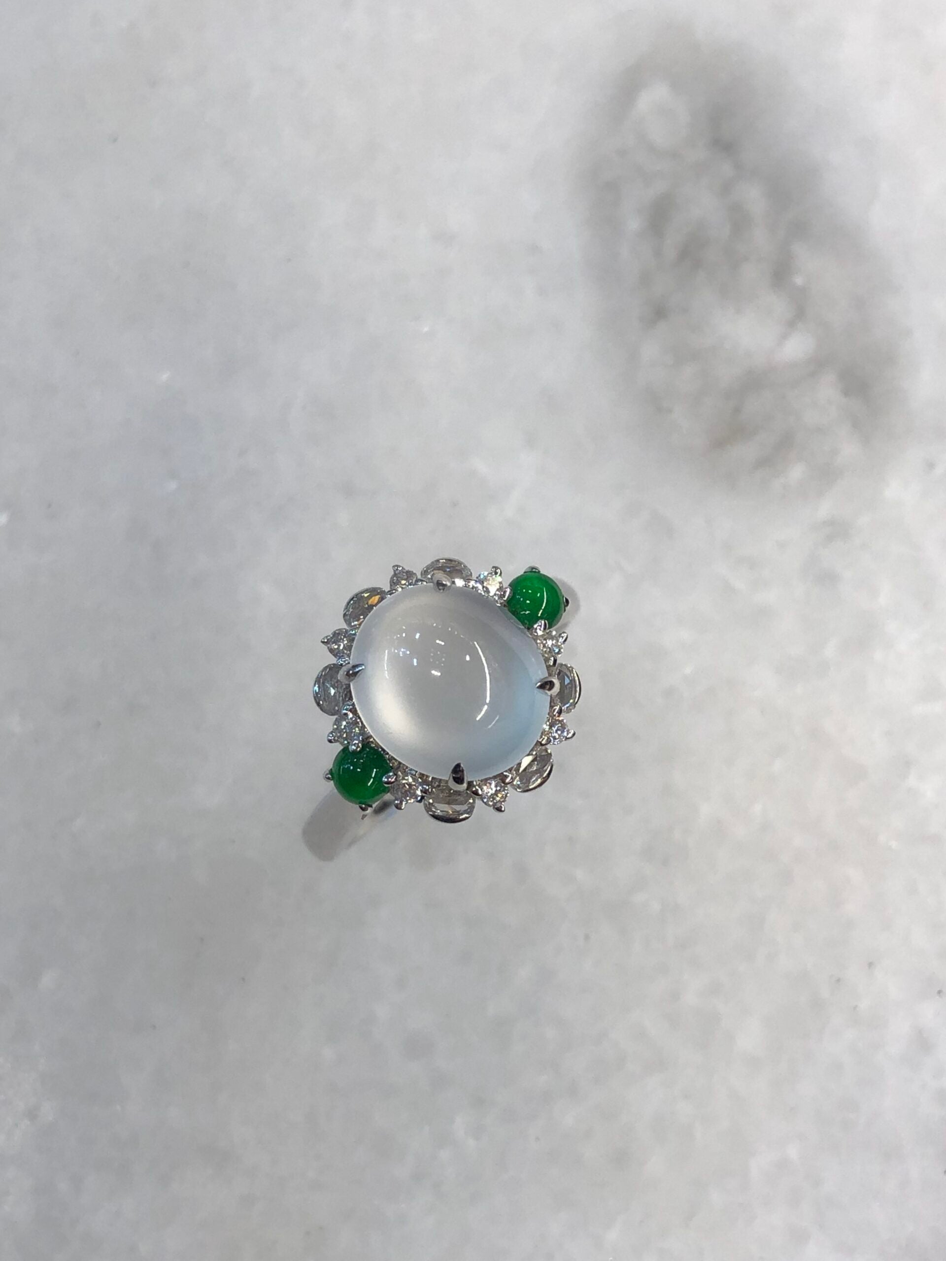 Icy Jade Cabochon Ring (Glassy Variety)
