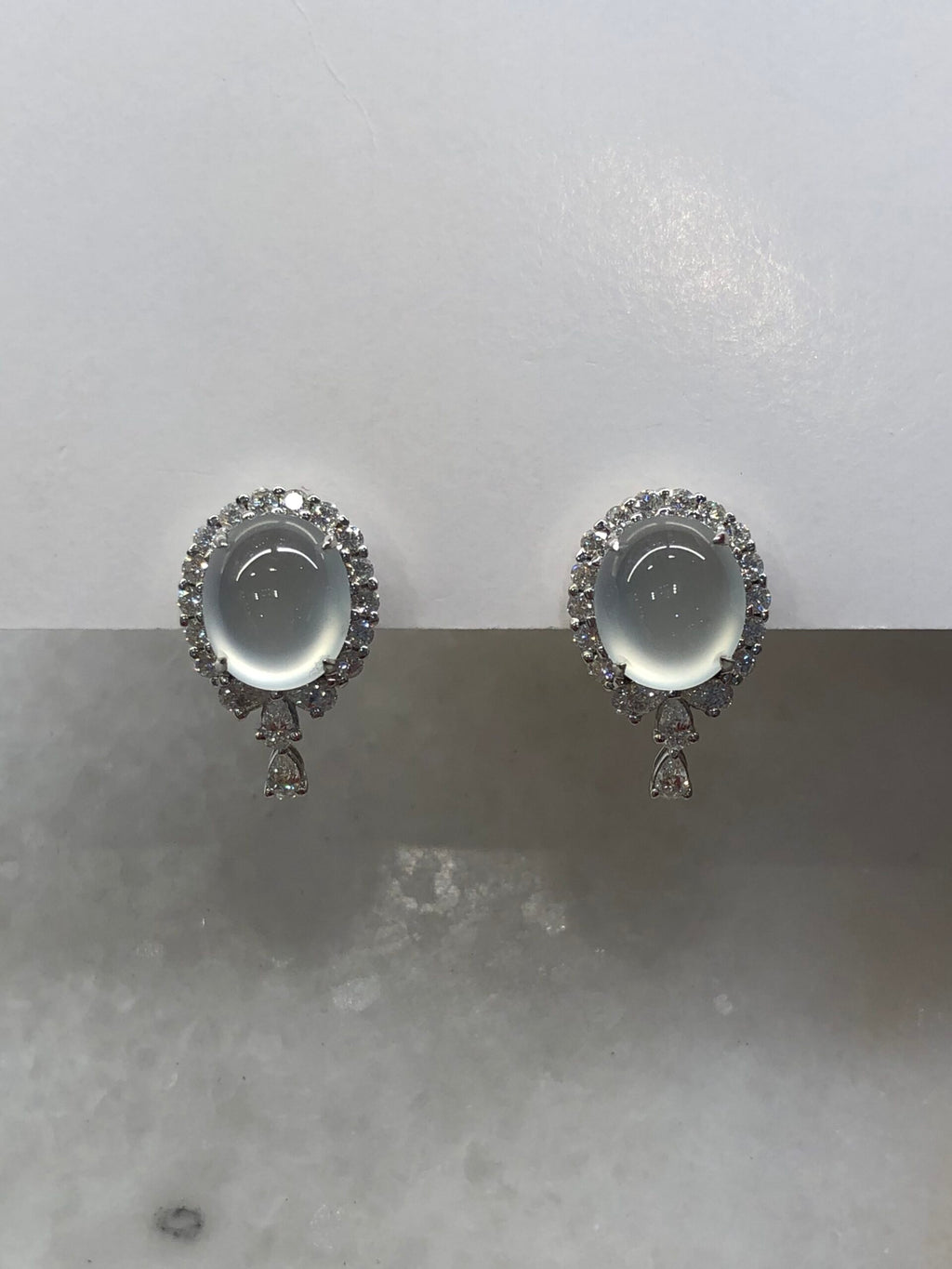 Icy Jade Cabochons Earrings (Glassy Variety)