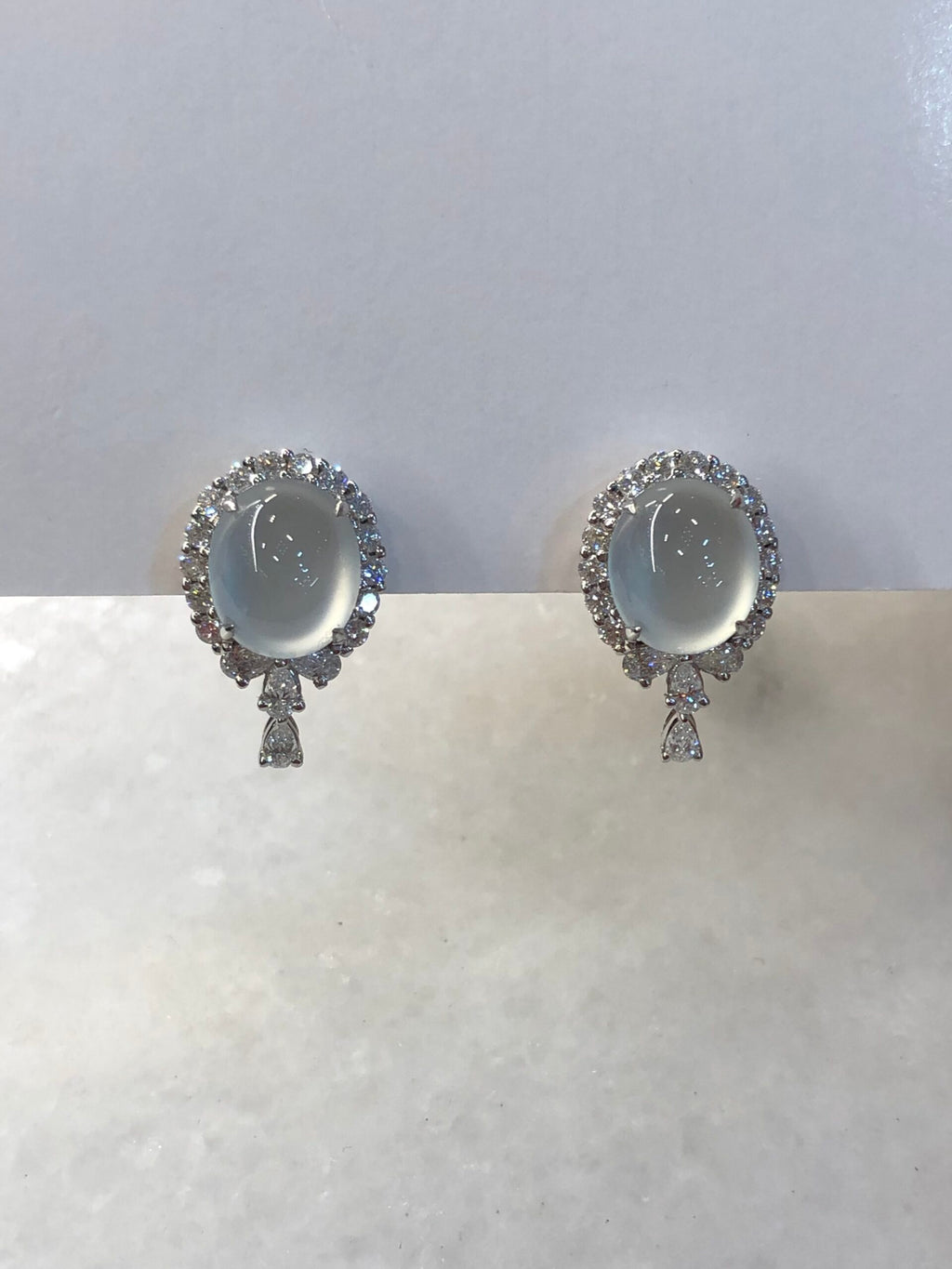 Icy Jade Cabochons Earrings (Glassy Variety)