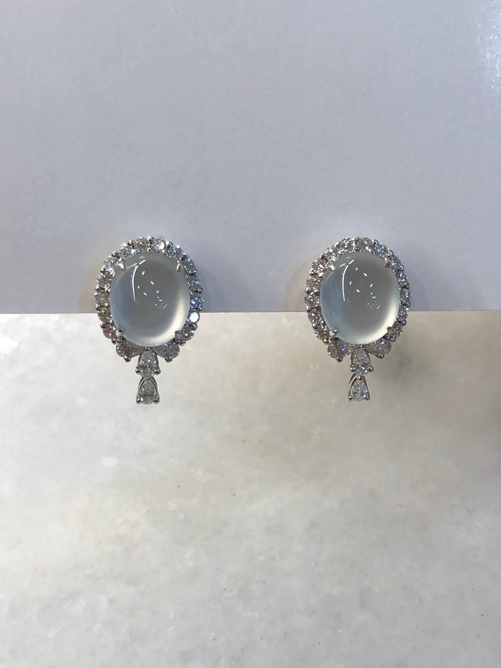 Icy Jade Cabochons Earrings (Glassy Variety)