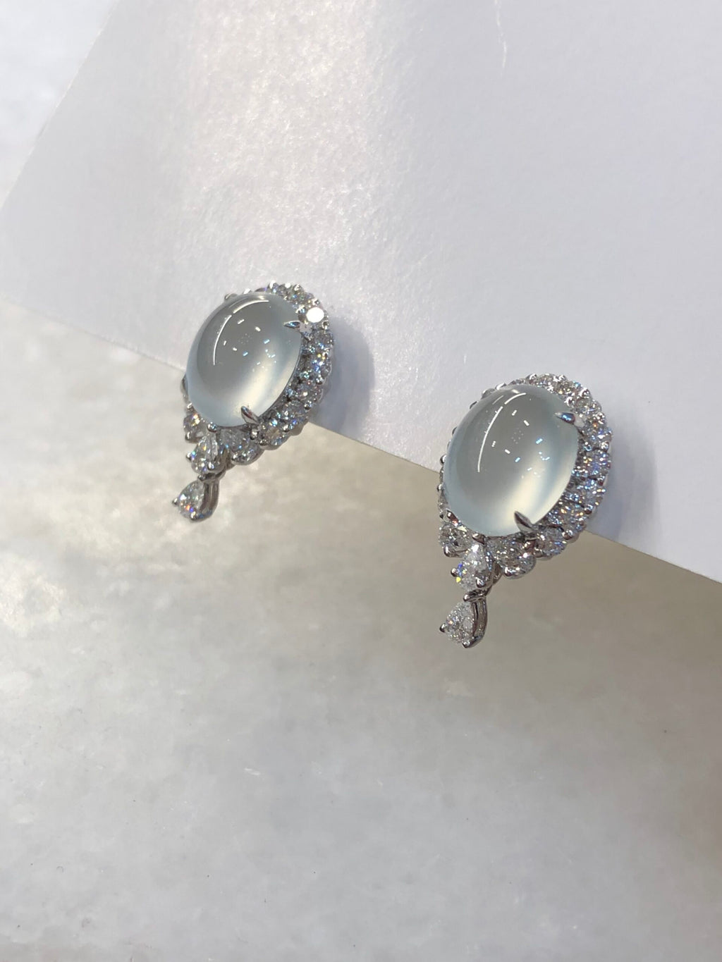 Icy Jade Cabochons Earrings (Glassy Variety)