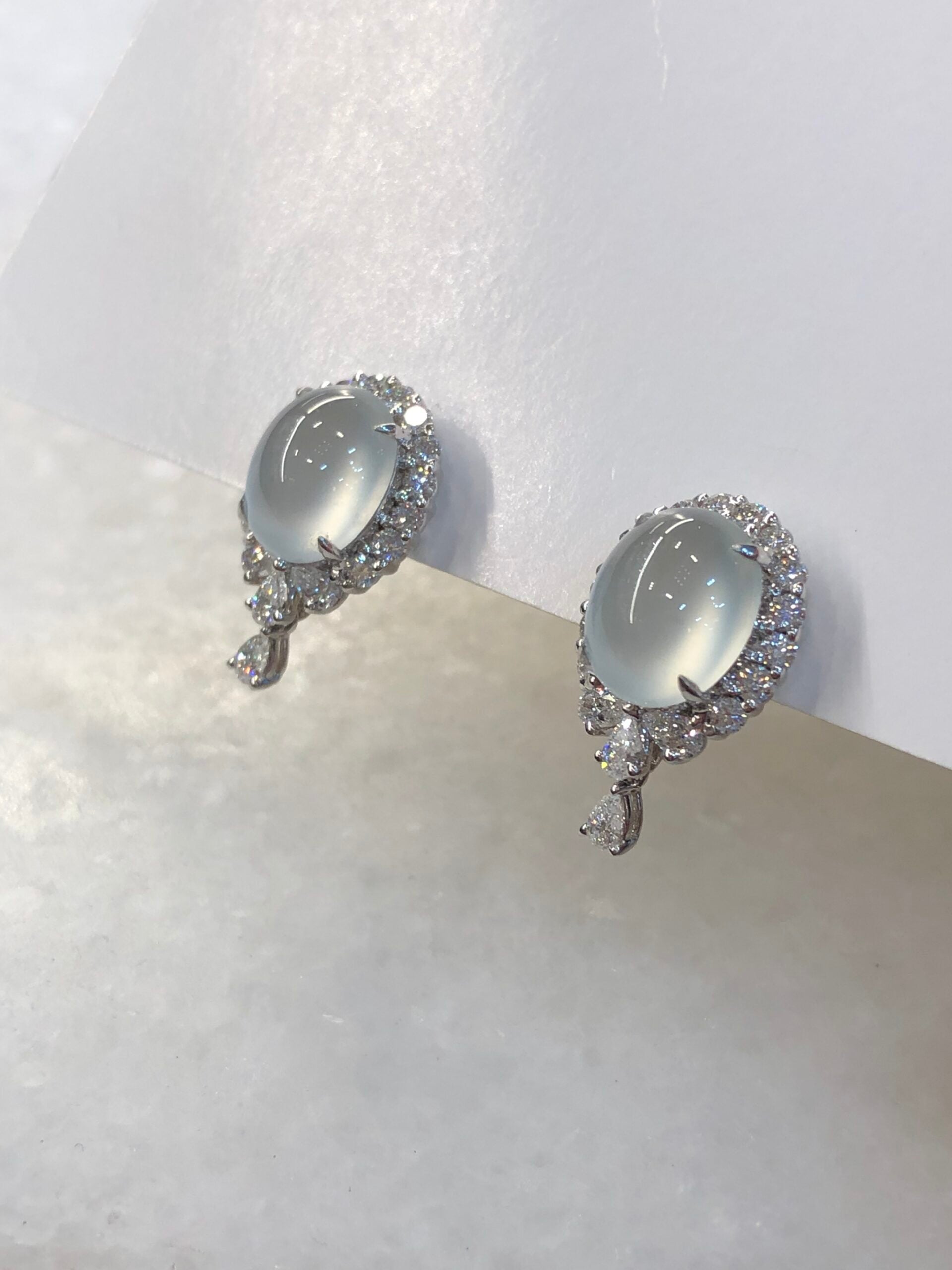 Icy Jade Cabochons Earrings (Glassy Variety)
