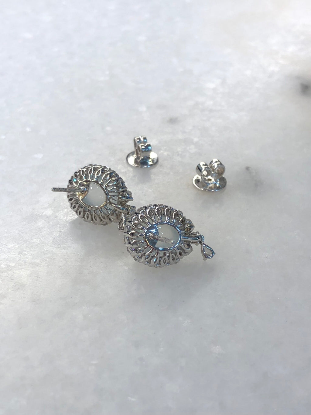Icy Jade Cabochons Earrings (Glassy Variety)