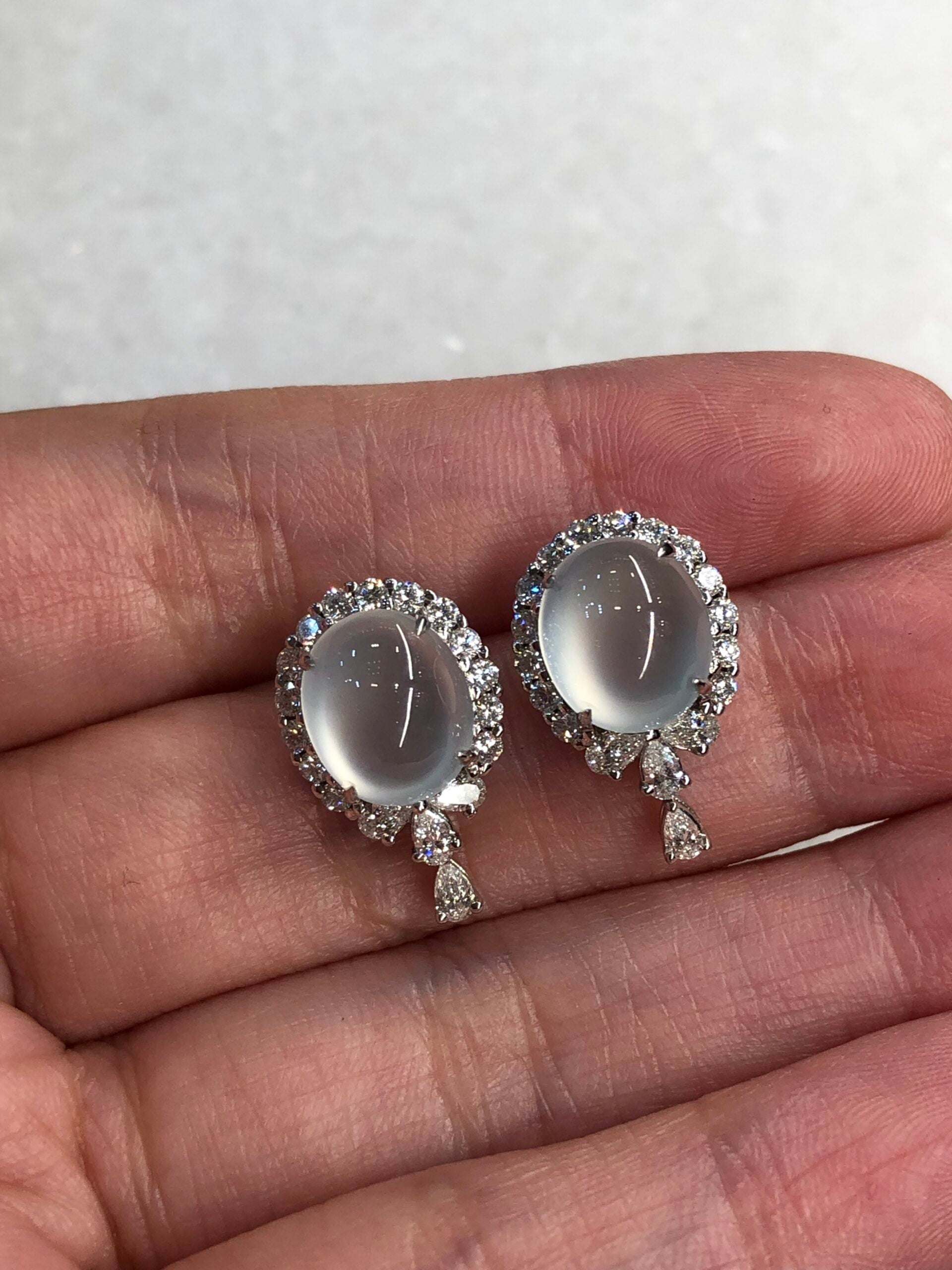 Icy Jade Cabochons Earrings (Glassy Variety)