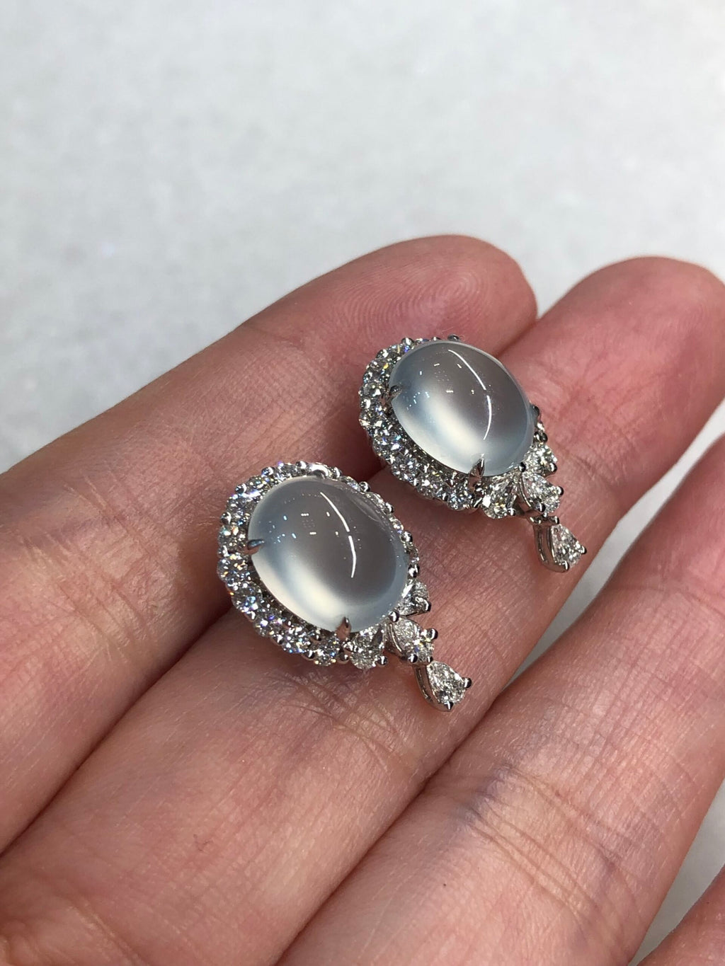 Icy Jade Cabochons Earrings (Glassy Variety)