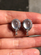 Icy Jade Cabochons Earrings (Glassy Variety)
