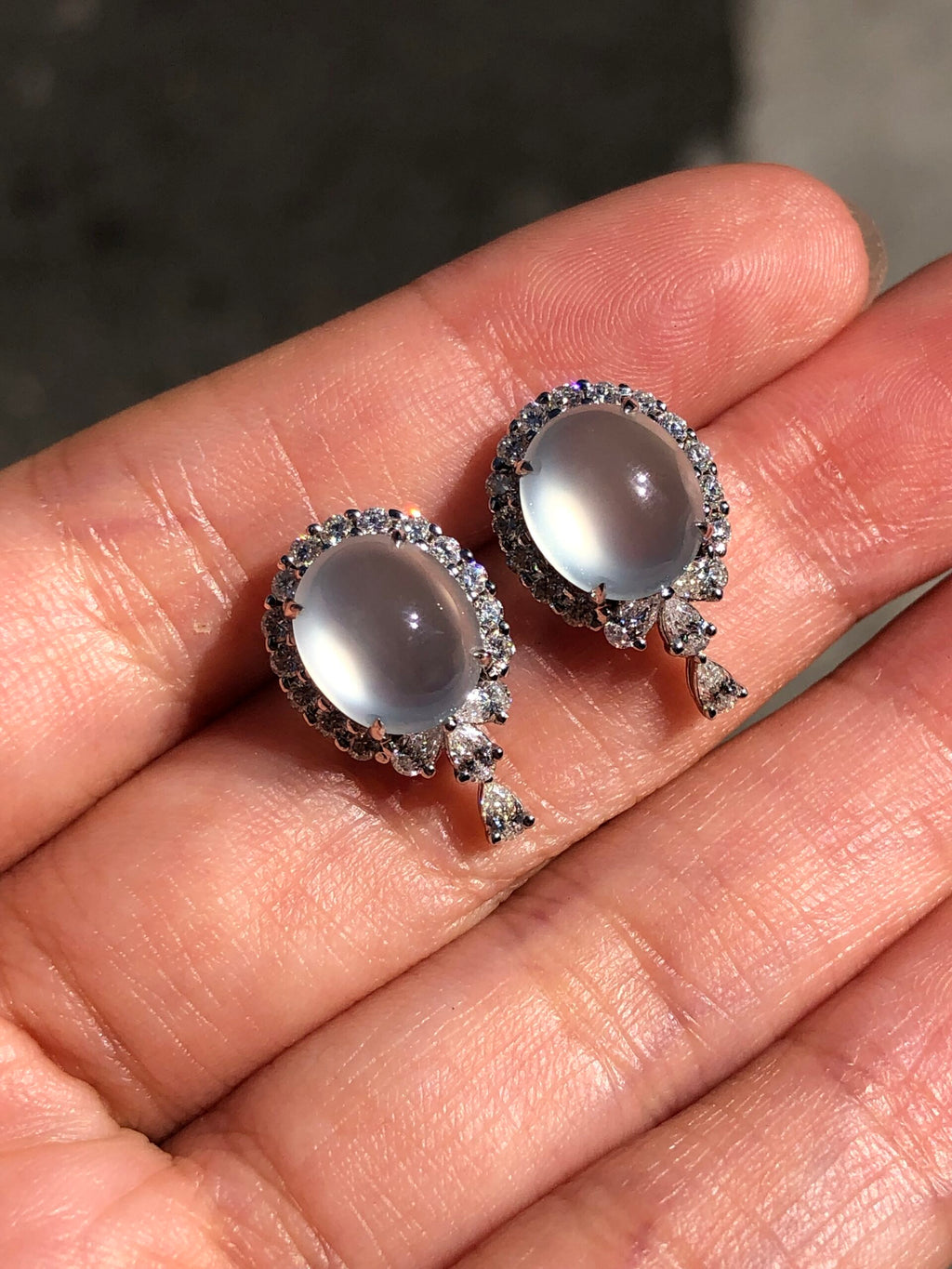 Icy Jade Cabochons Earrings (Glassy Variety)