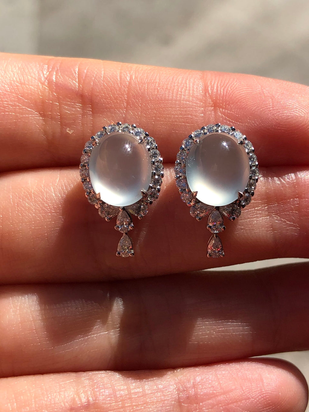 Icy Jade Cabochons Earrings (Glassy Variety)
