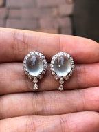 Icy Jade Cabochons Earrings (Glassy Variety)