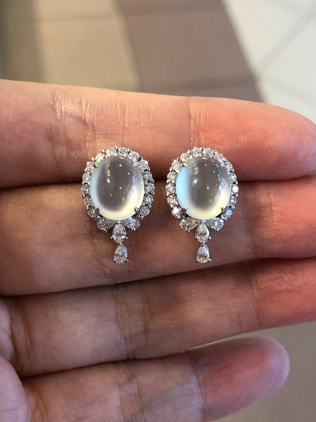 Icy Jade Cabochons Earrings (Glassy Variety)