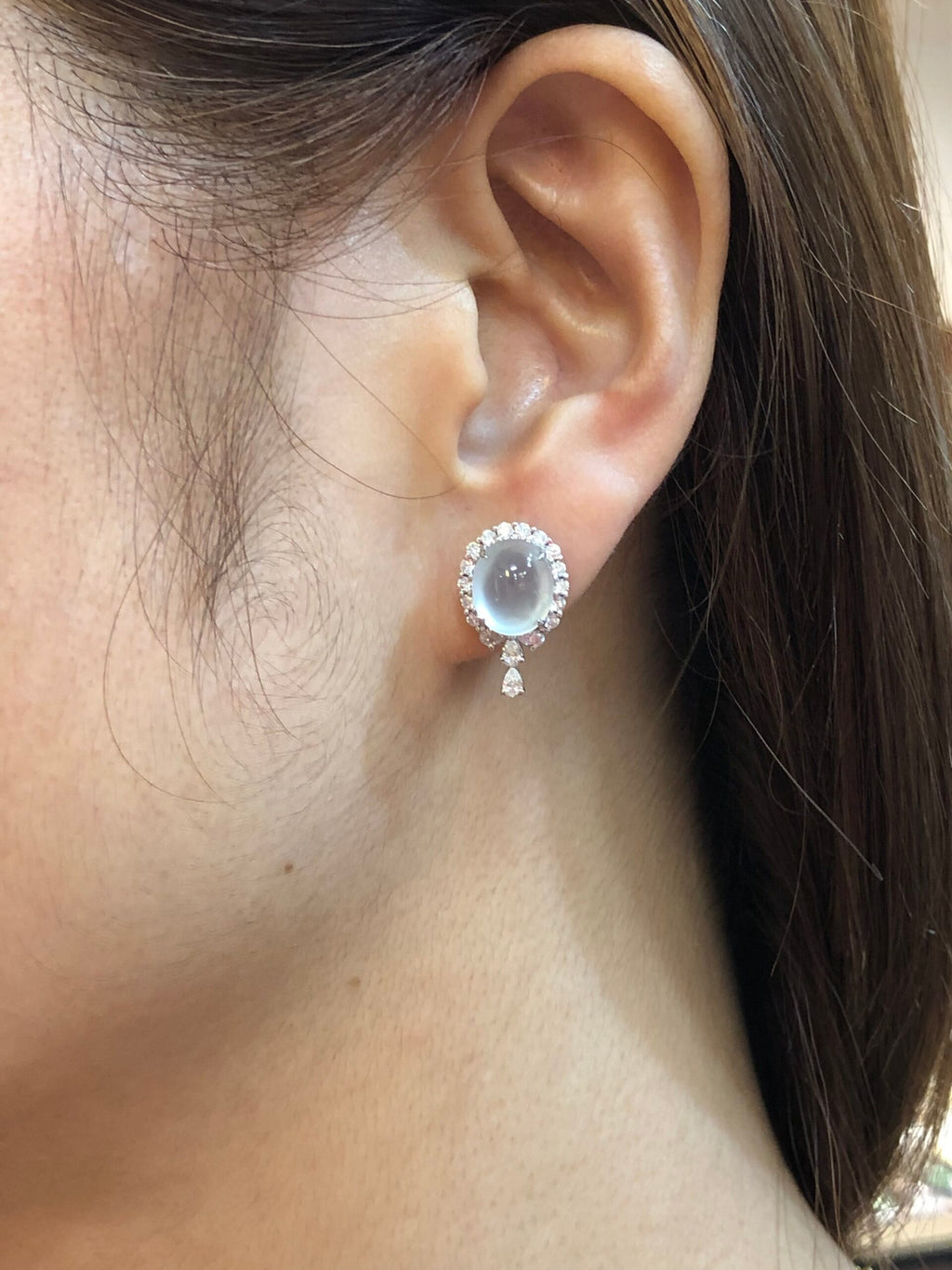 Icy Jade Cabochons Earrings (Glassy Variety)