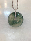 Icy with Bluish Green Floral Jade Safety Coin