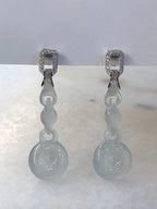 Icy Jade Triple Loops with Safety Coin Earrings