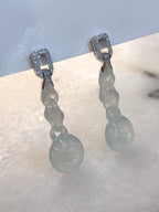 Icy Jade Triple Loops with Safety Coin Earrings