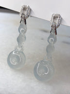 Icy Jade Triple Loops with Safety Coin Earrings