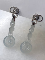 Icy Jade Triple Loops with Safety Coin Earrings