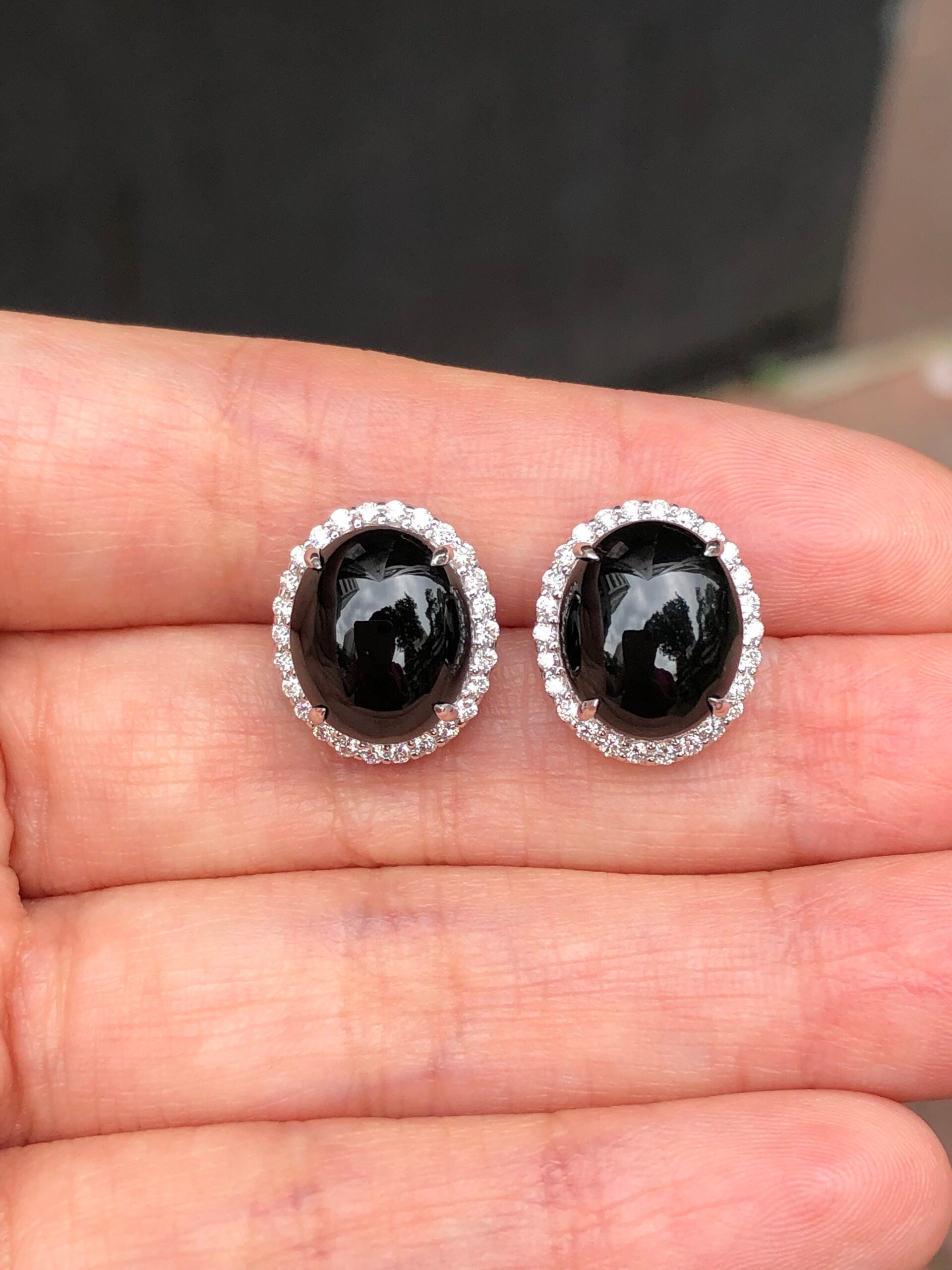 Mo Cui Jade Cabochons Earrings