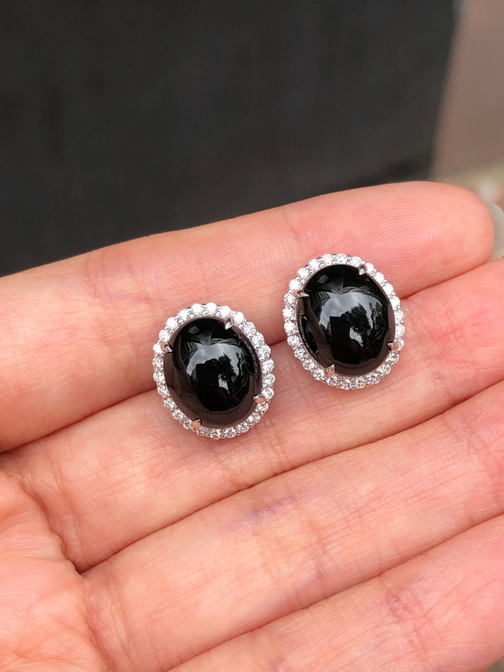 Mo Cui Jade Cabochons Earrings