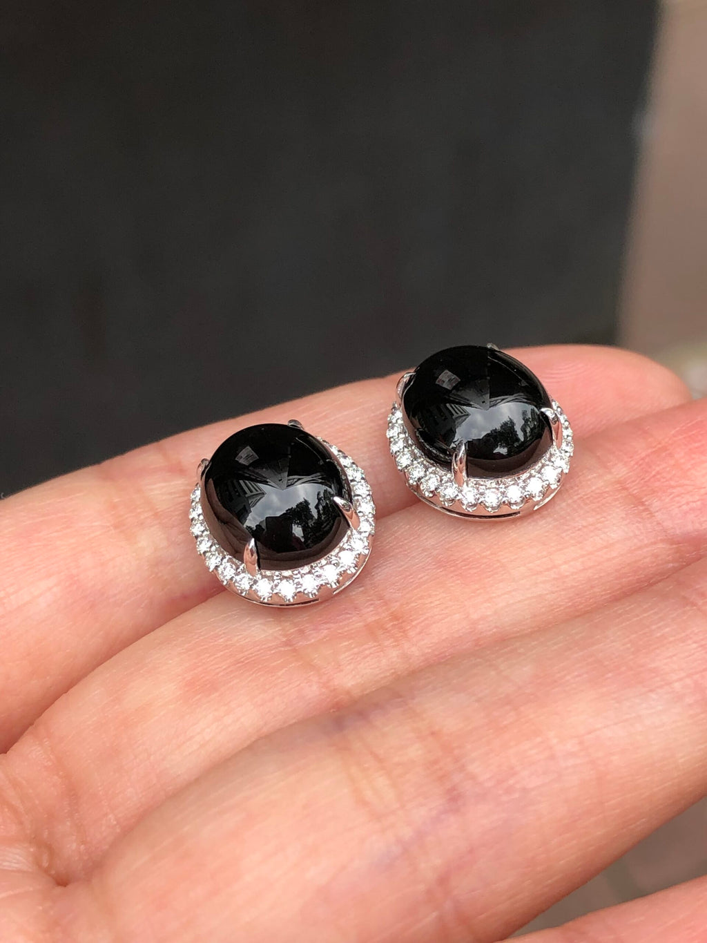 Mo Cui Jade Cabochons Earrings