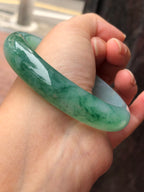 Icy Green Floral Jade Bangle