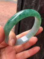 Icy Green Floral Jade Bangle