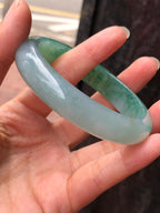 Icy Green Floral Jade Bangle