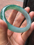 Icy Green Floral Jade Bangle