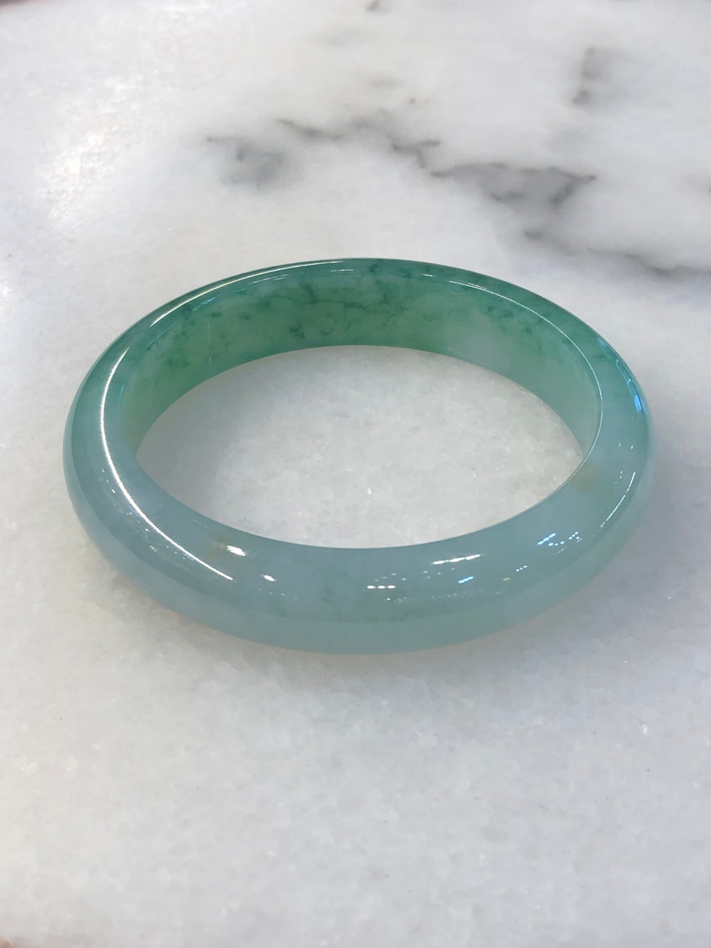 Icy Green Floral Jade Bangle
