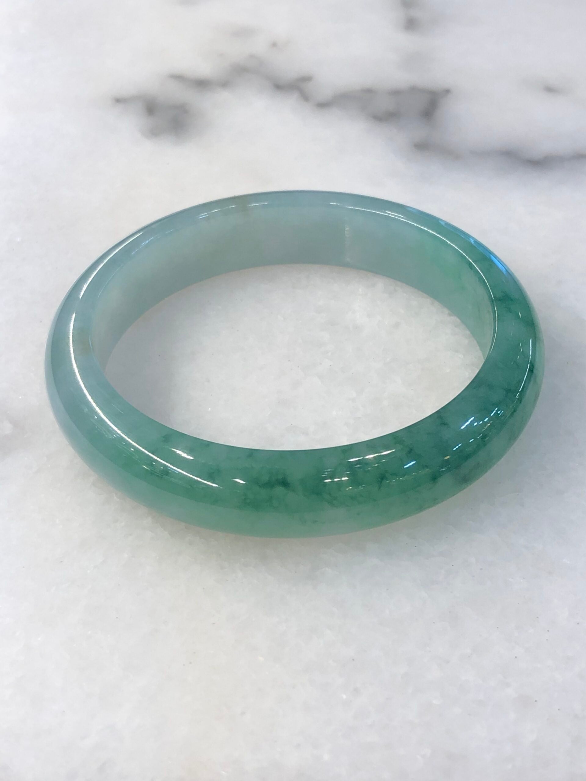 Icy Green Floral Jade Bangle
