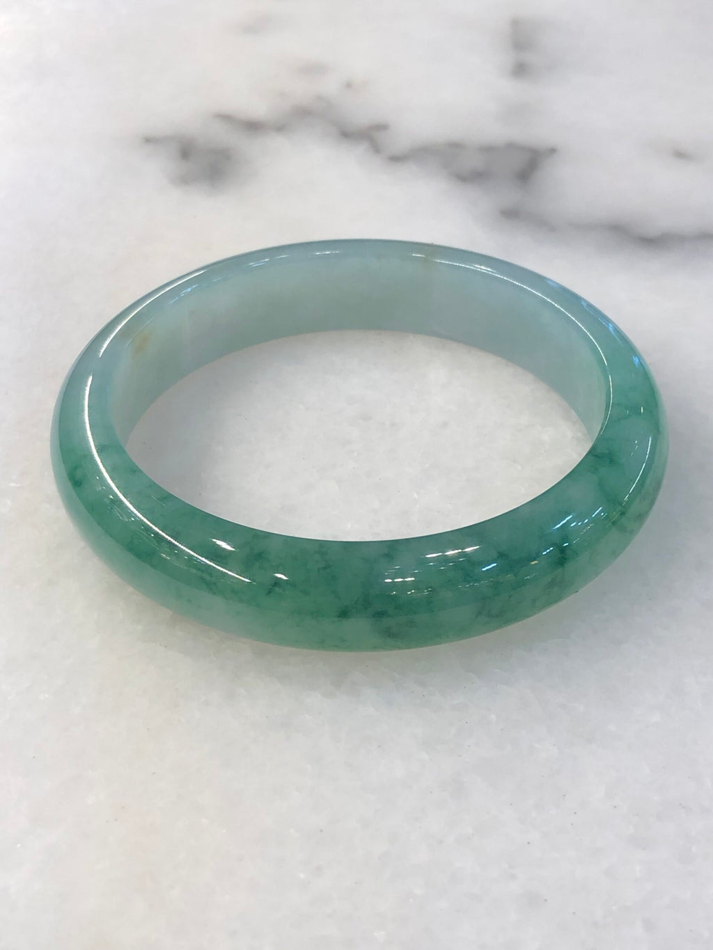 Icy Green Floral Jade Bangle
