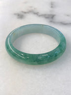 Icy Green Floral Jade Bangle