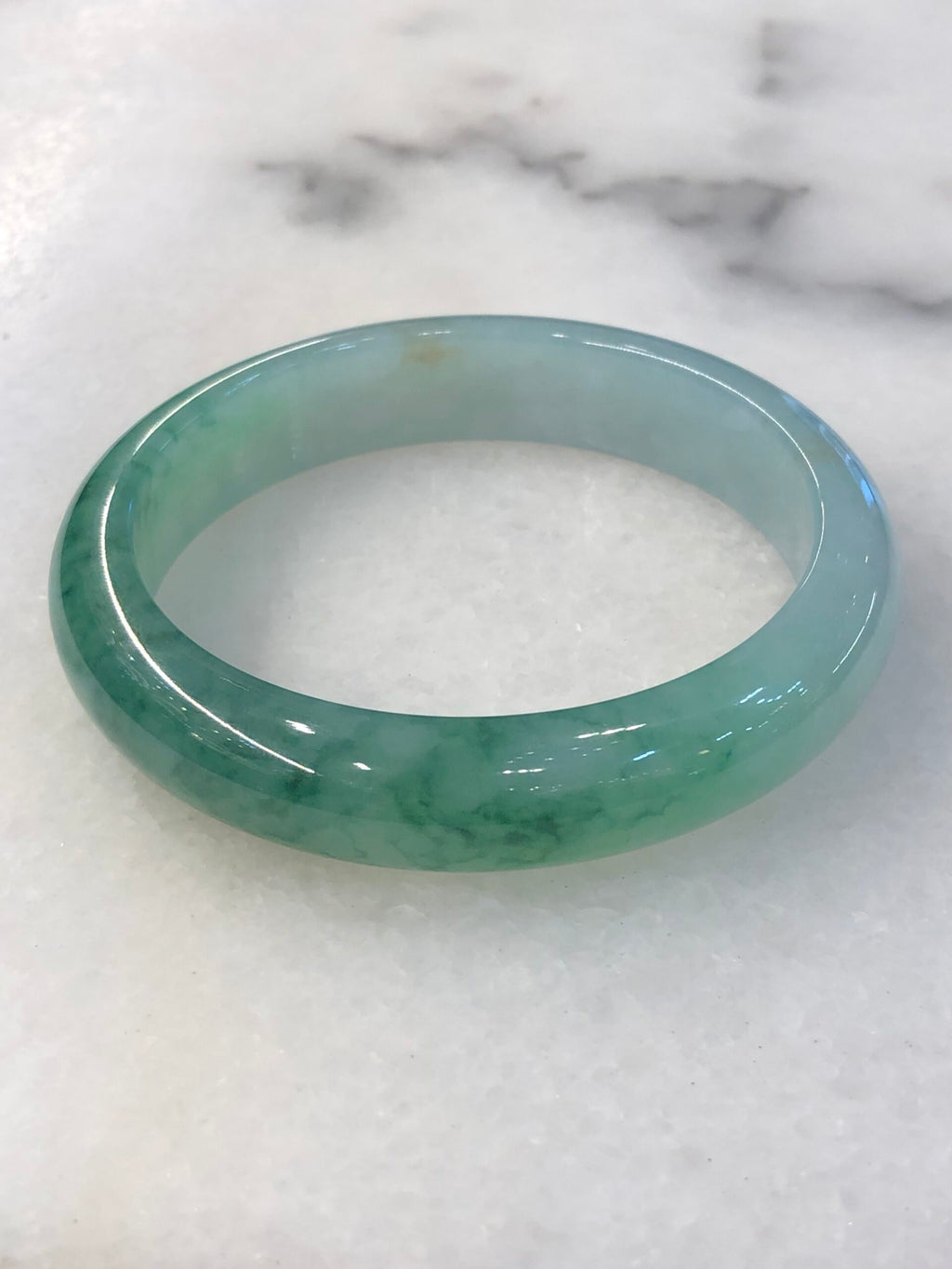 Icy Green Floral Jade Bangle