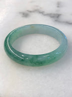 Icy Green Floral Jade Bangle