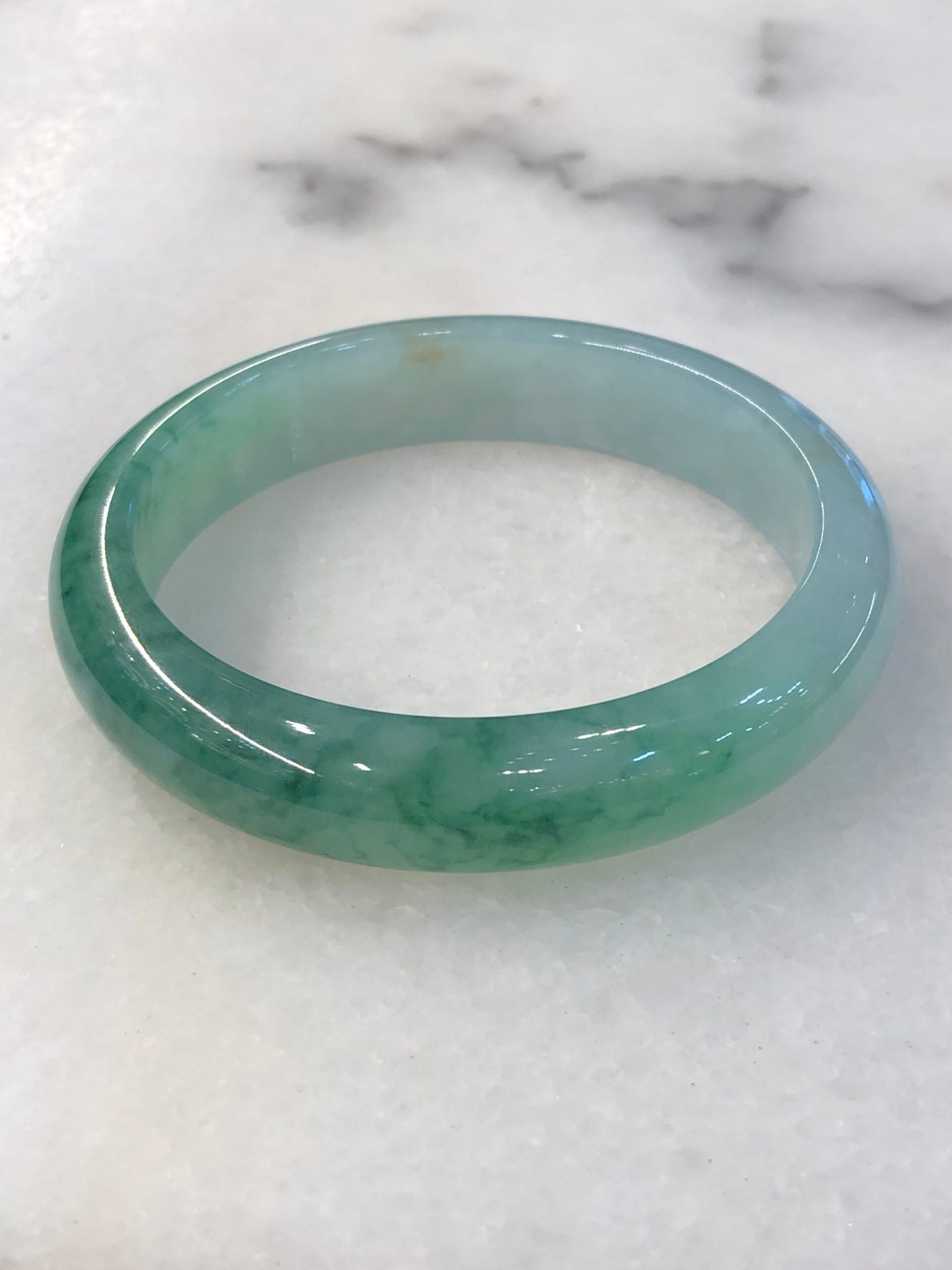 Icy Green Floral Jade Bangle
