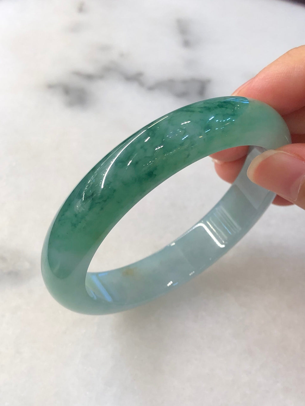 Icy Green Floral Jade Bangle