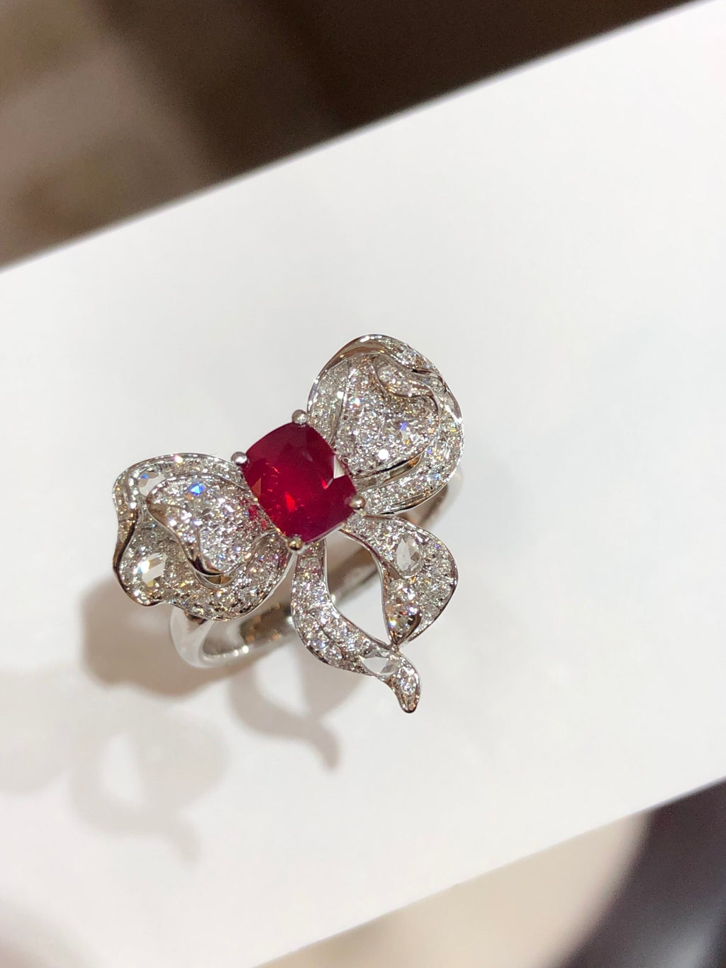 Unheated 1.04ct Vivid Red Ruby Ring