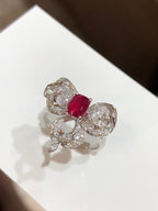 Unheated 1.04ct Vivid Red Ruby Ring