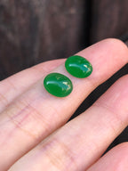Pair of Green Jade Cabochons