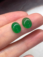 Pair of Green Jade Cabochons