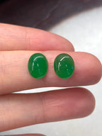 Pair of Green Jade Cabochons