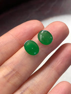 Pair of Green Jade Cabochons