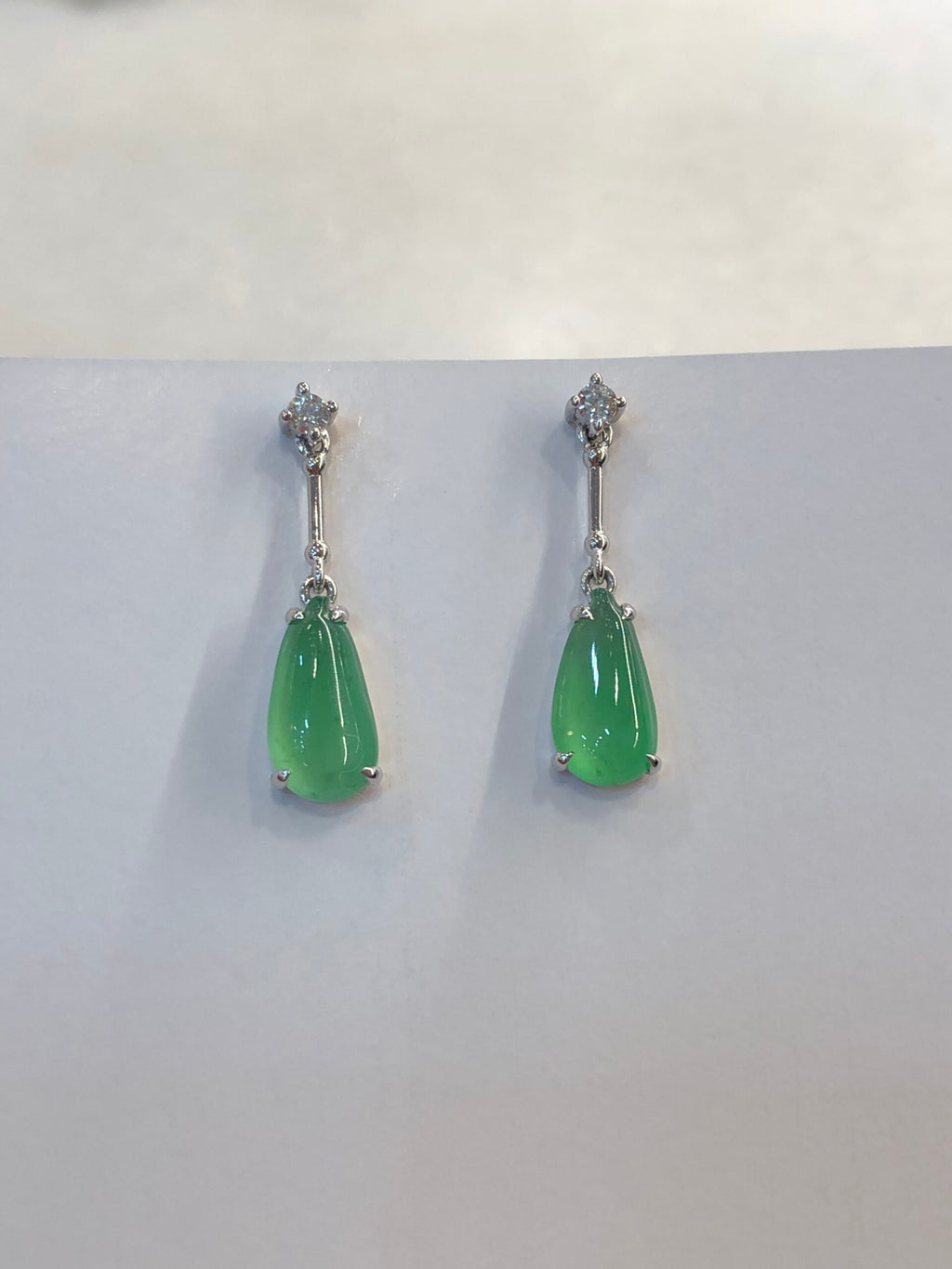 Icy Green Jade Dewdrop Earrings