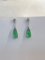 Icy Green Jade Dewdrop Earrings