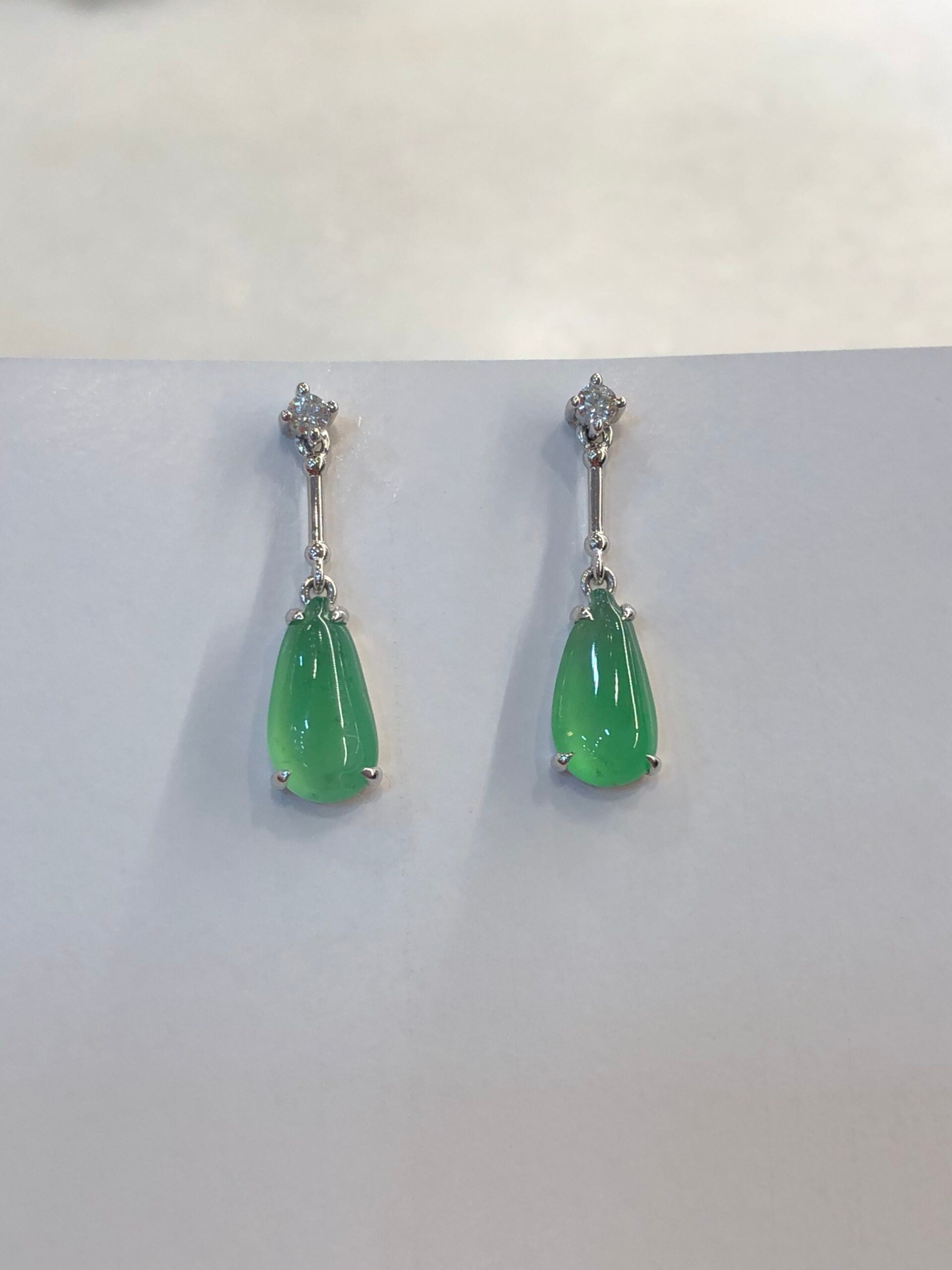 Icy Green Jade Dewdrop Earrings